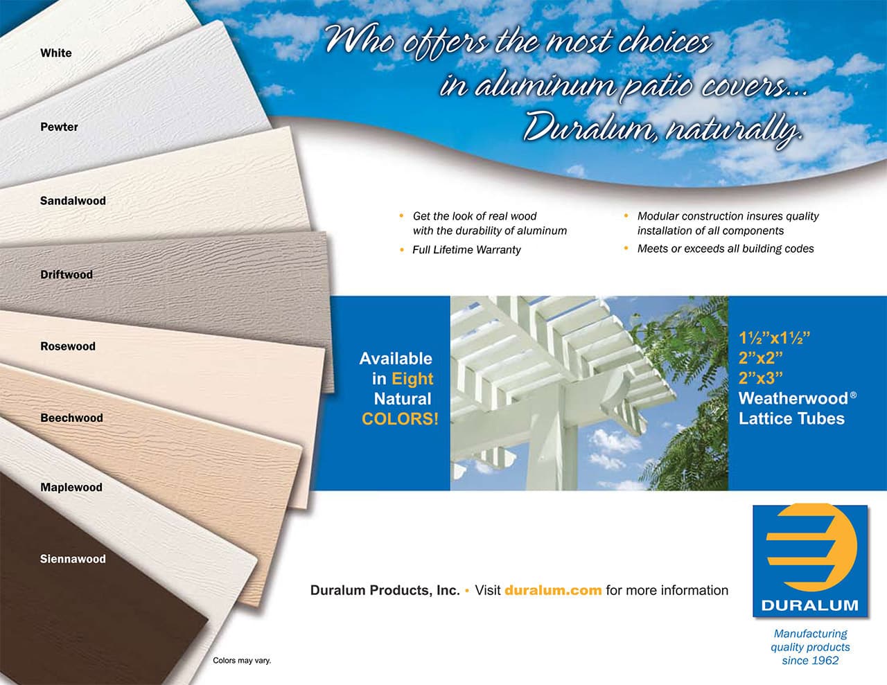 Patio cover color options